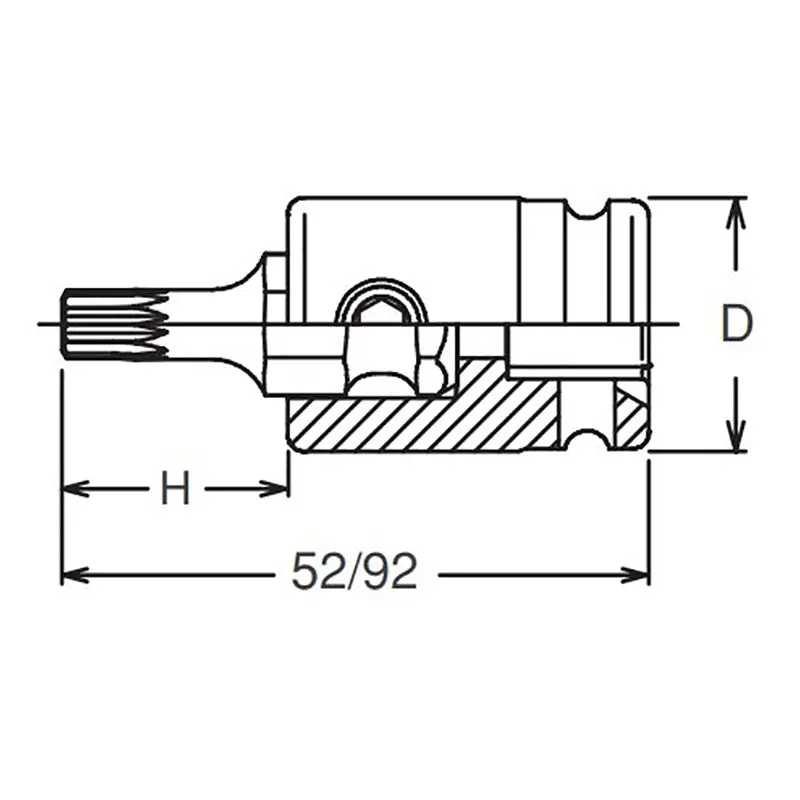 3/8 Sq. Dr. Bit Socket XZN M14 Triple Square Length 92mm - Image 2
