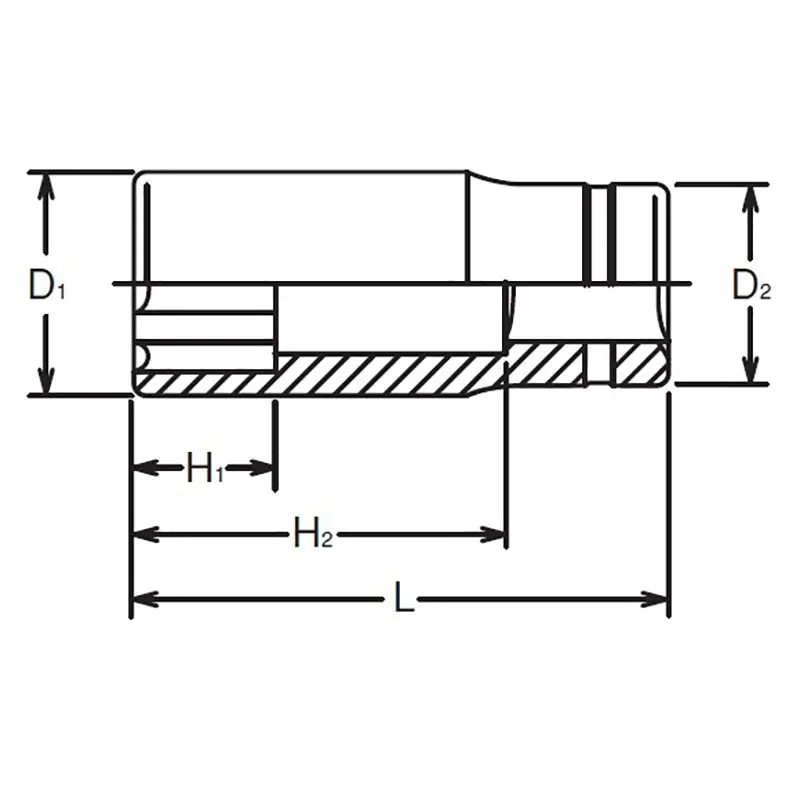 3/8 Sq. Dr. Socket 12mm Surface Length 55mm - Image 2