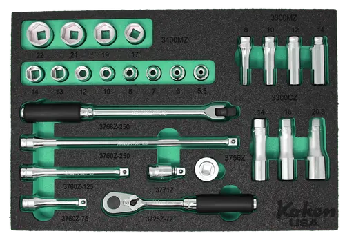 Z-Series 3/8" Sq. Dr. Socket Set Metric with 72 T Ratchet in Foam - 26 Pieces - Image 3