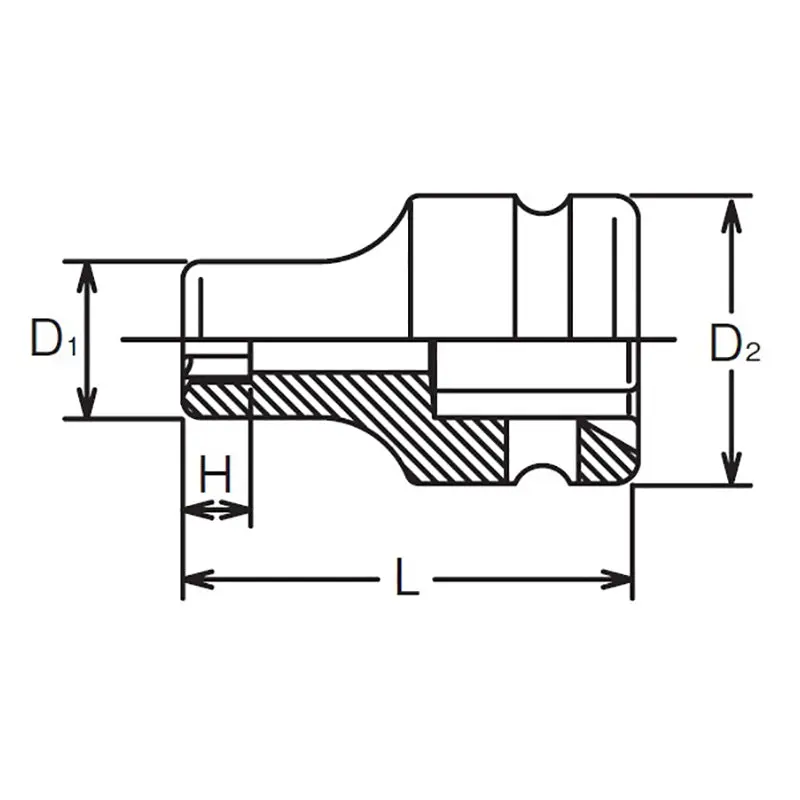 1/2 Sq. Dr. Socket  14S  Length 38mm - Image 2