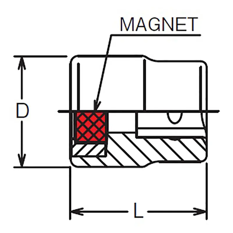 1/4 Sq. Dr. Magnetic Head    Length 17.5mm Magnet - Image 2