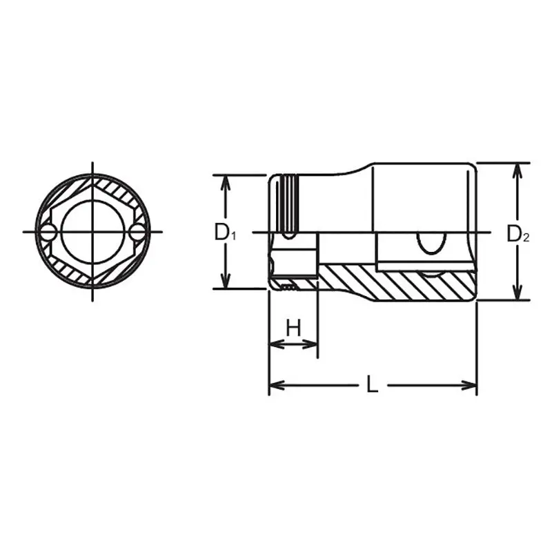 3/8 Sq. Dr. Socket  16mm Nut Grip Length 27mm - Image 2