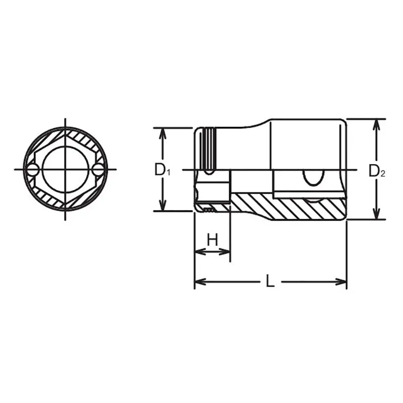3/8 Sq. Dr. Socket  17mm Nut Grip Length 28mm - Image 2