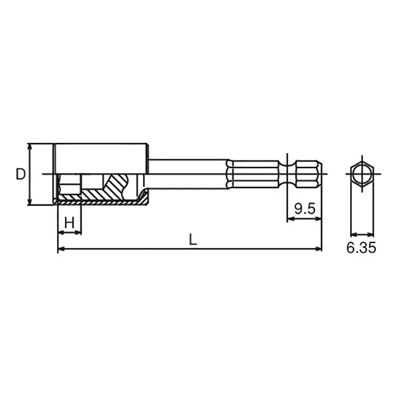 1/4 Hex Dr. Nut Setter with Plastic Protector 12mm 6 point Length 150mm Turnable POM cover - Image 2