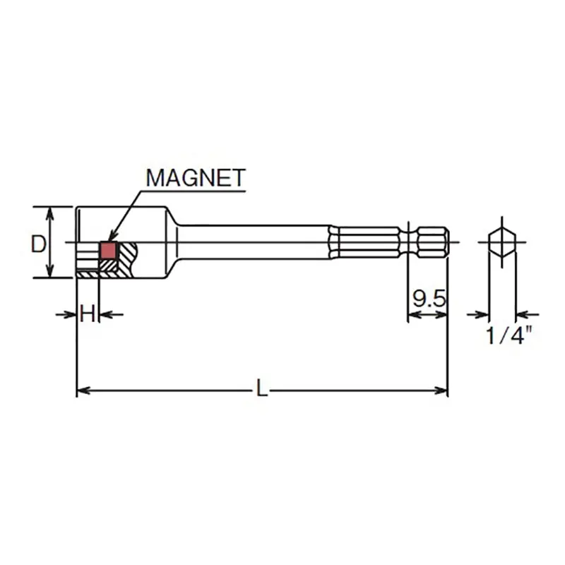 1/4 Hex Dr. Nut Setter 10mm 6 point Length 200mm Magnet - Image 2