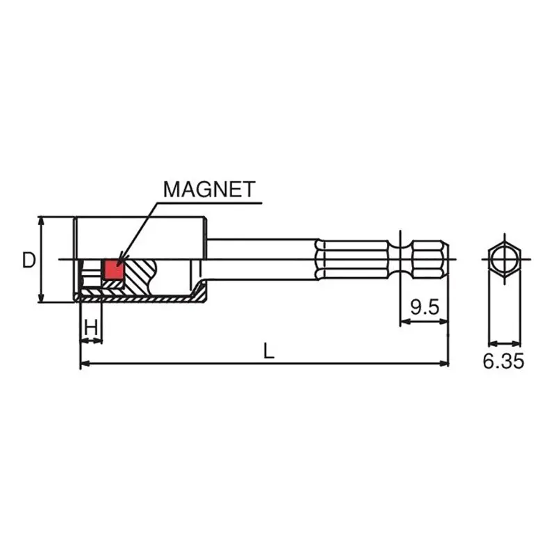1/4 Hex Dr. Nut Setter with Plastic Protector  14mm 6 point Length 75mm Magnet Turnable POM cover - Image 2