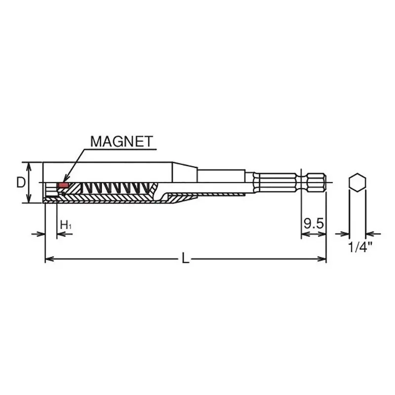 1/4 Hex Dr. Nut Setter with Plastic Protector  14mm 6 point Length 100mm Slide Magnet Turnable POM cover - Image 2