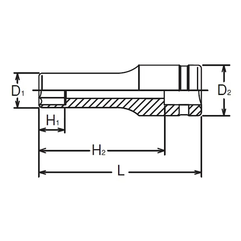 1/4 Sq. Dr. Socket  13mm 6 point Length 50mm - Image 2