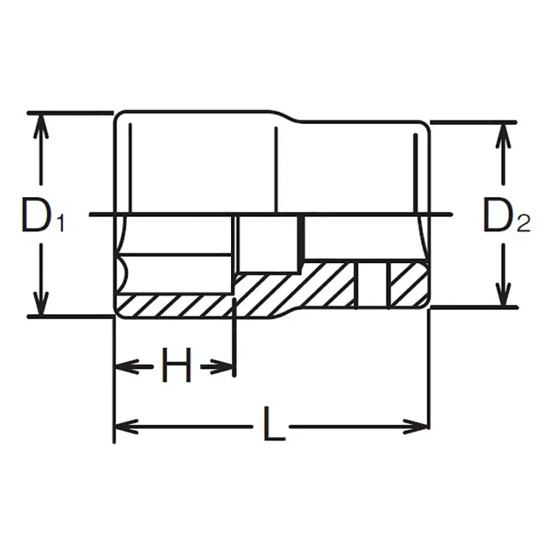 1/4 Sq. Dr. Socket 13mm 6 point Length 22mm - Image 2