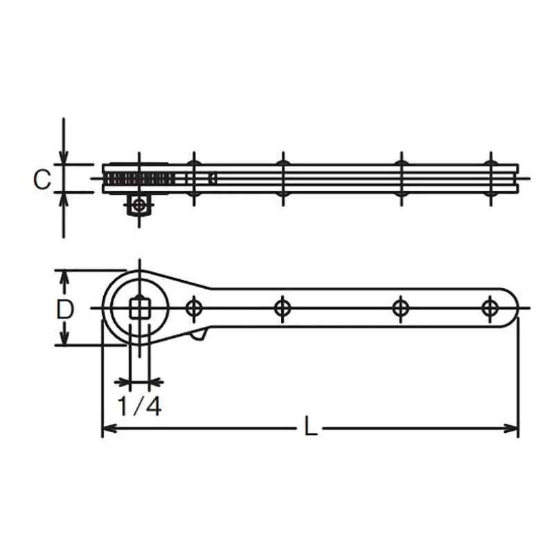 1/4" Sq. Dr. Ratchet Wrench - Length 125mm - 139 - Image 2