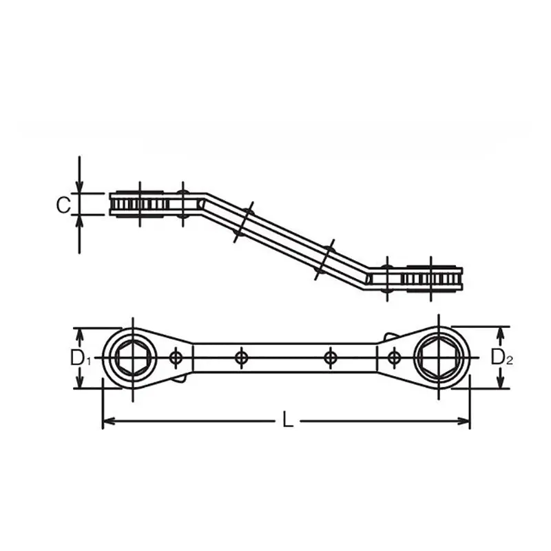Ratcheting Ring Wrench  12x14mm 6 point Length 145mm Reversible - Image 2