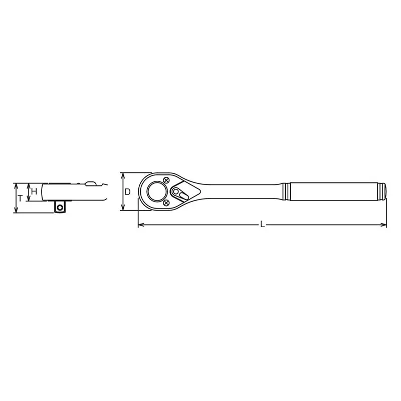3/8 Sq. Dr. Ratchet Handle  24 teeth  Length 200mm  Polished Handle - Image 2