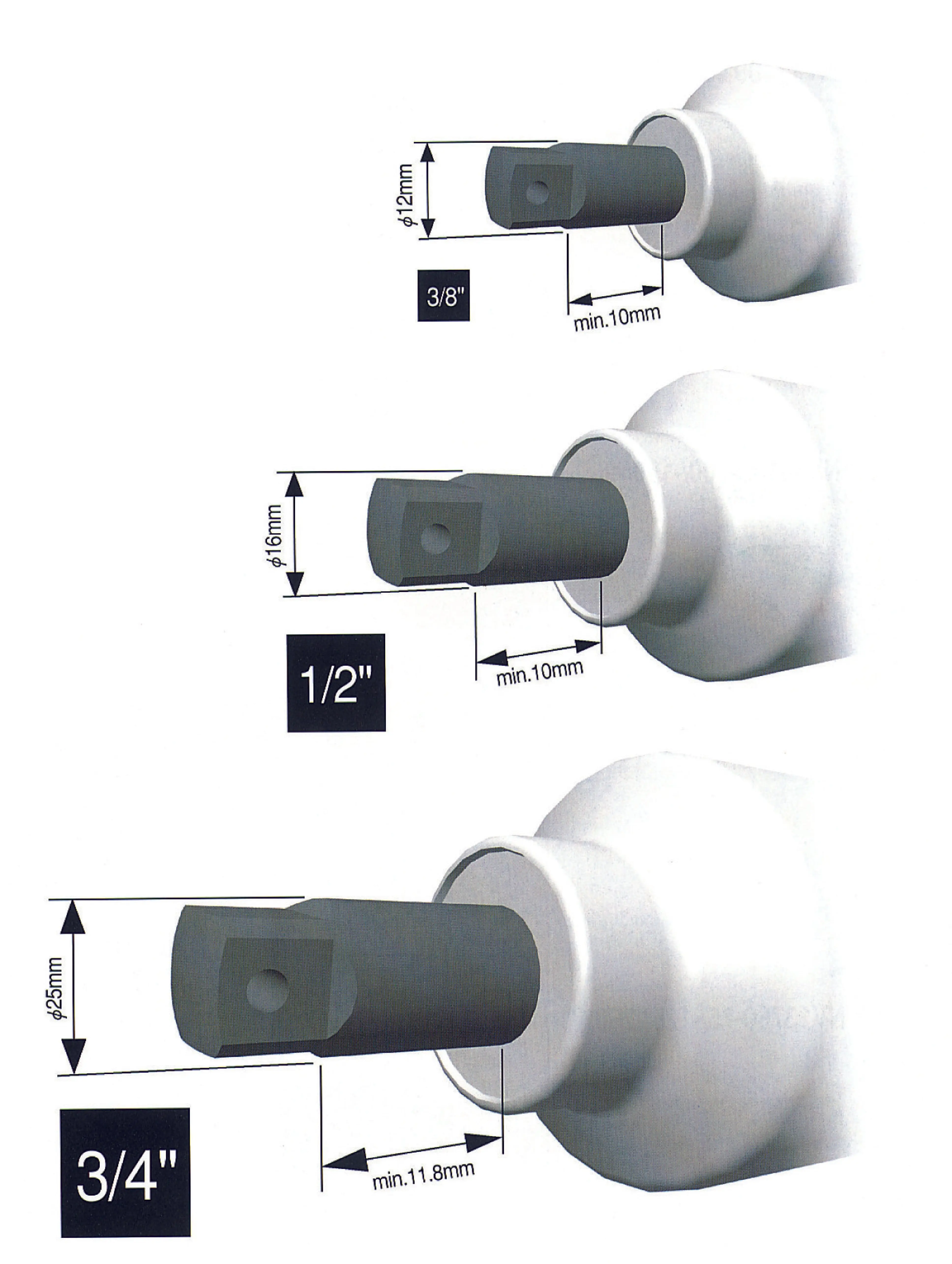 1/2 Sq. Dr. Extension Socket 13mm 6 point 200mm Sleeve Drive - Image 3