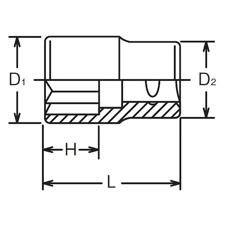 1/4 Sq. Dr. Socket  5/16 Double Square Length 22mm - Image 2
