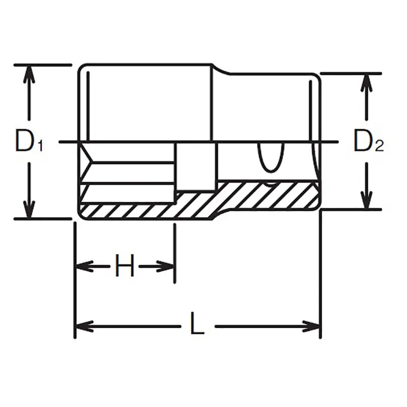 1/4 Sq. Dr. Socket 6mm Double Square Length 22mm - Image 2