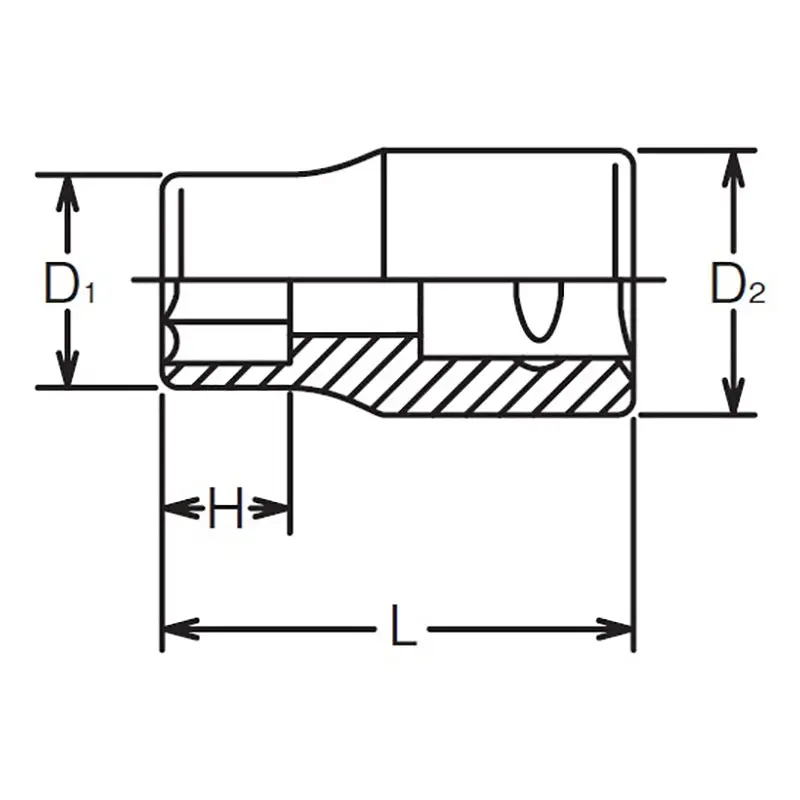1/4 Sq. Dr. Socket BA1 6 point Length 22mm - Image 2
