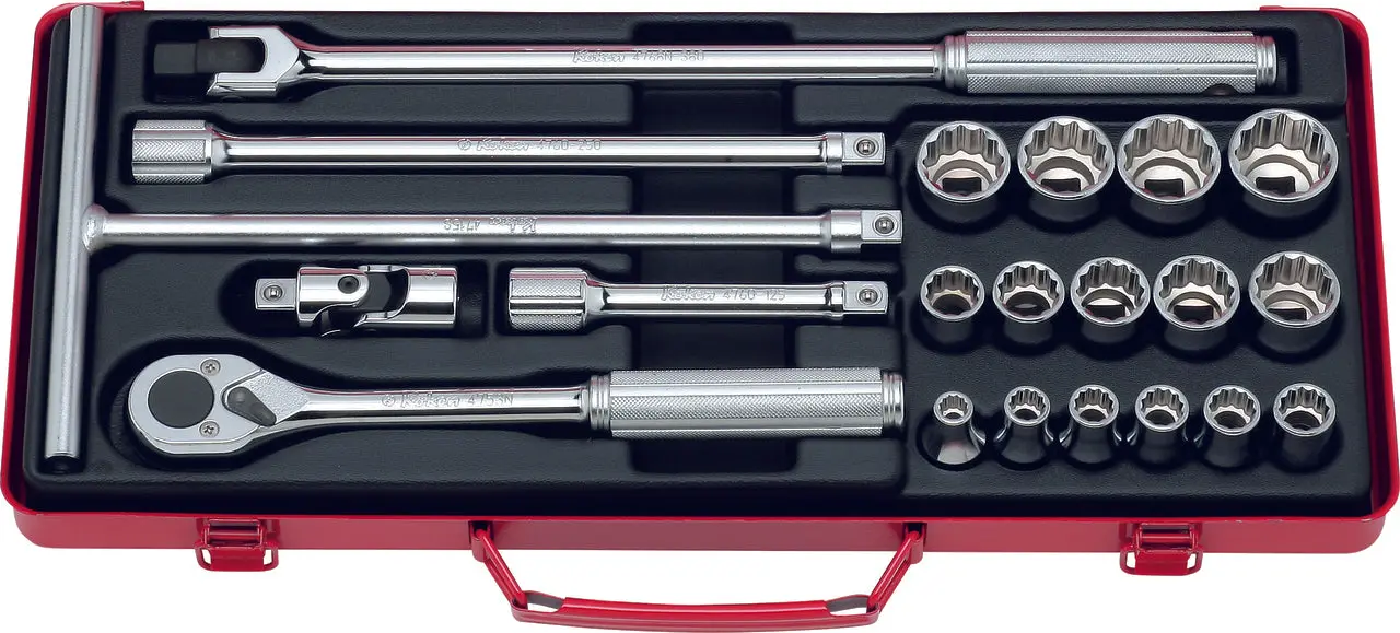 1/2 Sq. Dr. 21 Piece 12-Point Metric Socket set 8-27mm