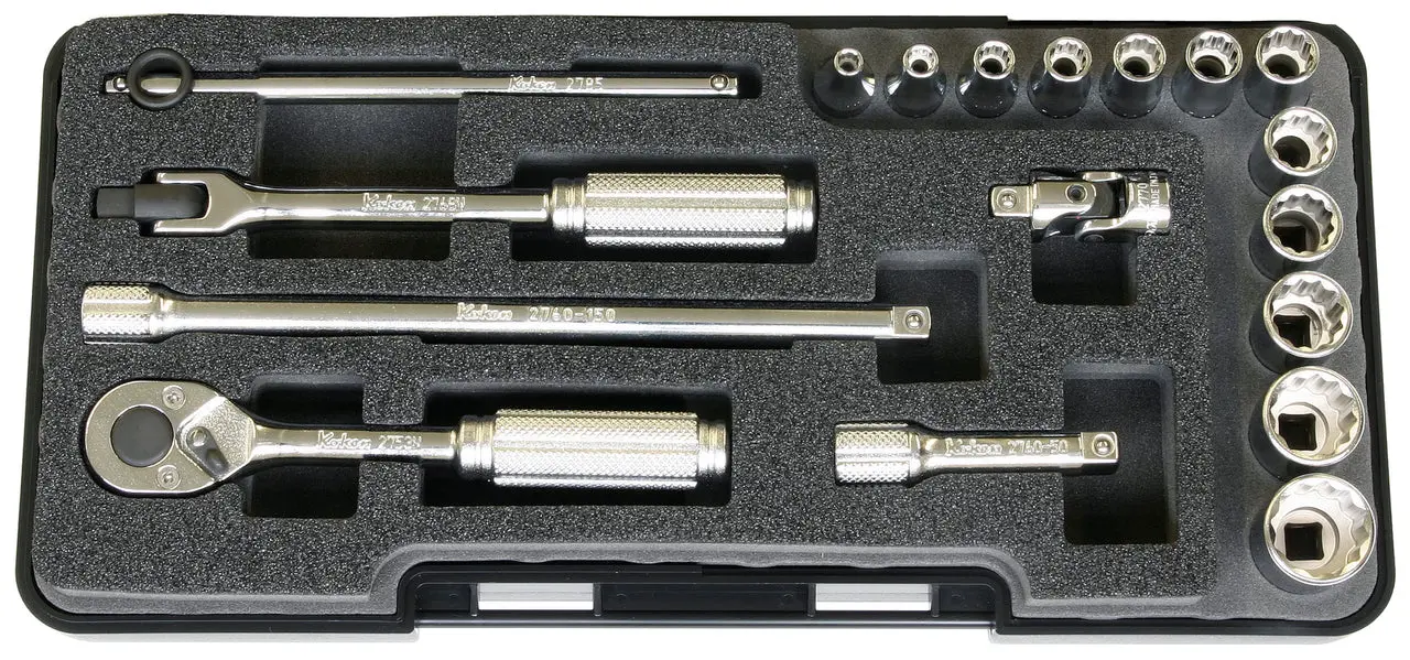 1/4 Sq. Dr. 18 Piece 12-Point SAE Socket set 1/8-9/16