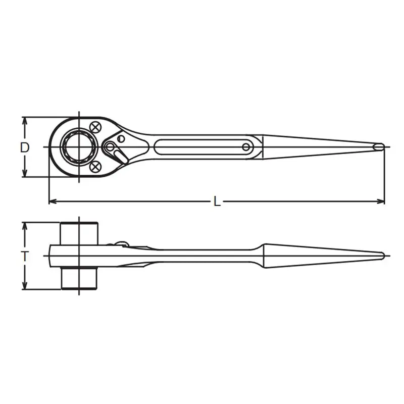 Spud Ratchet 17 x 19mm 12 point Length 250mm - Image 2