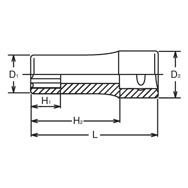 1/2 Sq. Dr. Socket 13mm Surface Length 77mm - Image 2