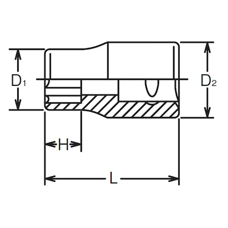 1/4 Sq. Dr. Socket  6mm Surface Length 22mm - Image 2