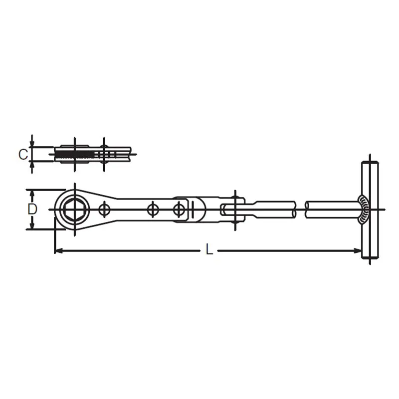 Push and Pull Ratchet  8mm 6 point Length 294mm - Image 2