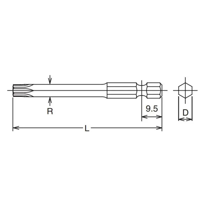 1/4 Hex Dr. Tamper-Resistant TORX® T30H Bit - Length 70mm - Image 2