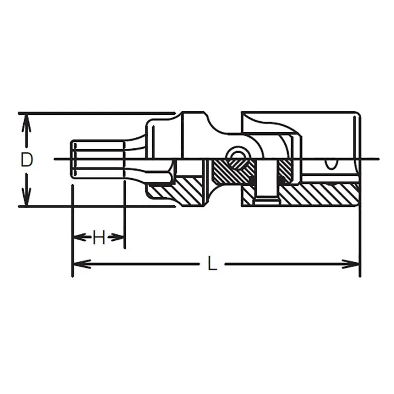 1/4 Sq. Dr. Universal Bit Socket  5mm Hex Length 40mm - Image 2