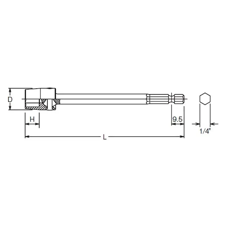1/4 Hex Dr. Universal Nut Setter 13mm 6 point Length 100mm - Image 2