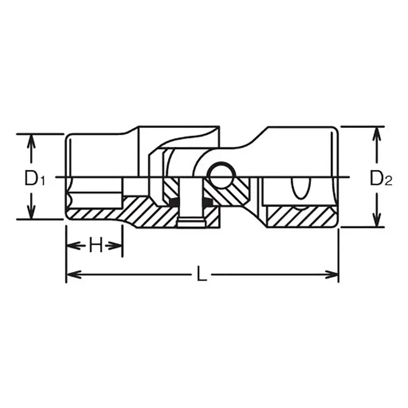 1/2 Sq. Dr. Universal Socket 15mm 6 point Length 68mm - Image 2