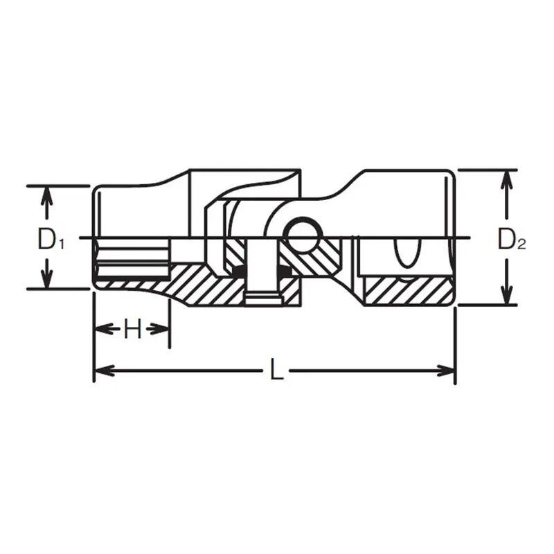 1/4 Sq. Dr. Universal Socket  12mm 12 point Length 37mm - Image 2