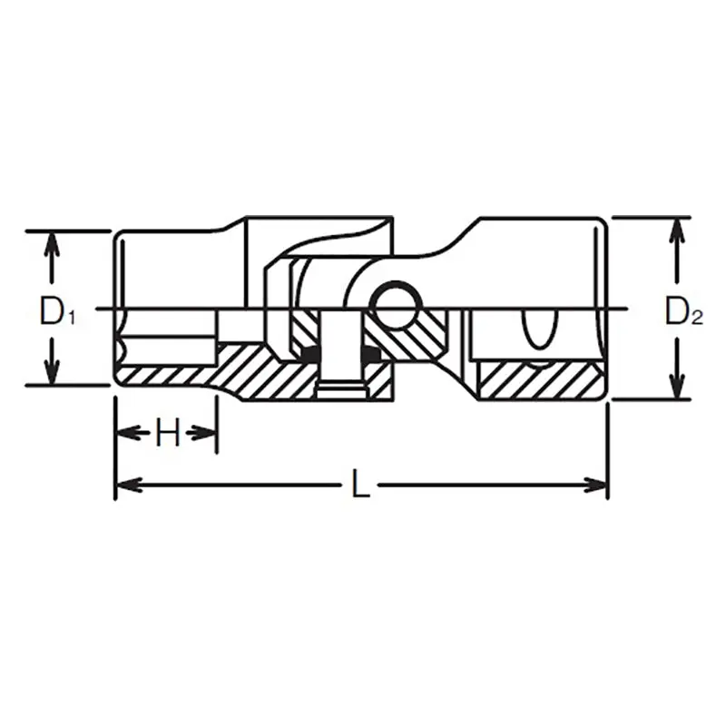 1/4 Sq. Dr. Universal Socket  6mm 6 point Length 33mm - Image 2