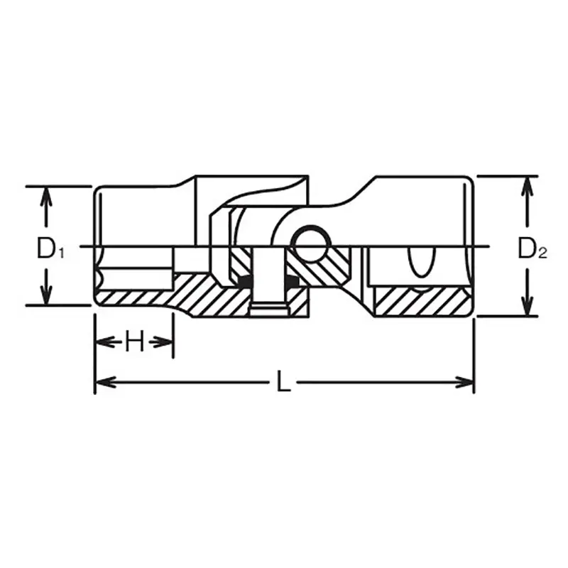 3/8 Sq. Dr. Universal Socket  11/16 6 point Length 54.5mm - Image 2
