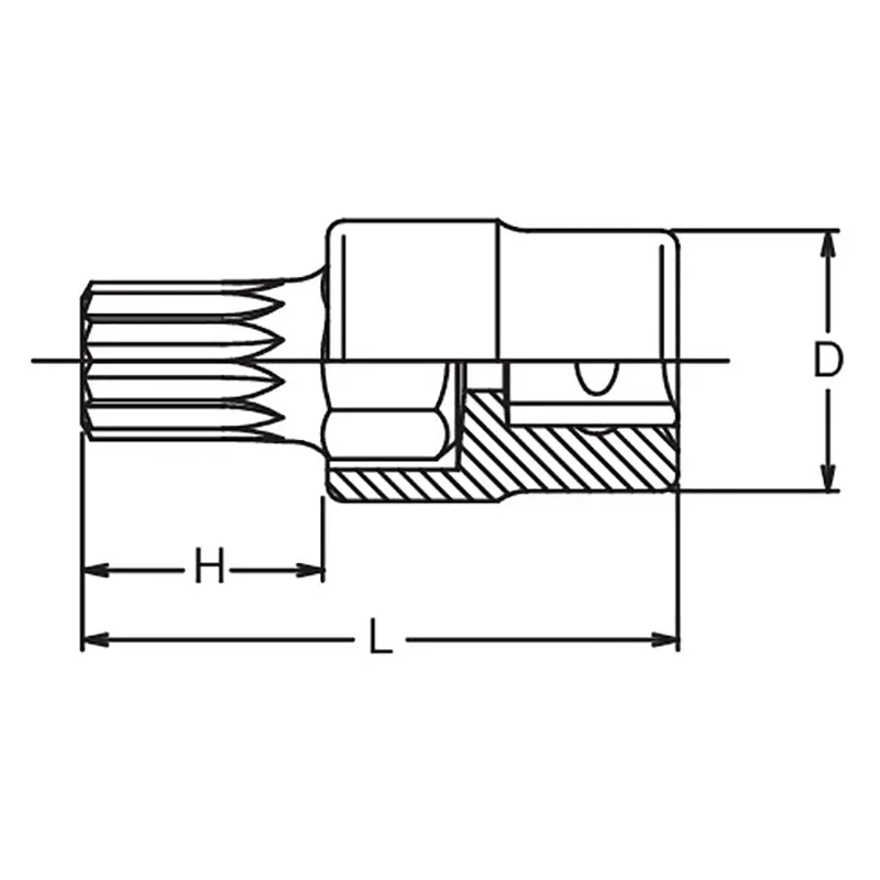 1/2 Sq. Dr. Bit Socket XZN MH16 Triple Square Length 60mm with Hole - Image 2