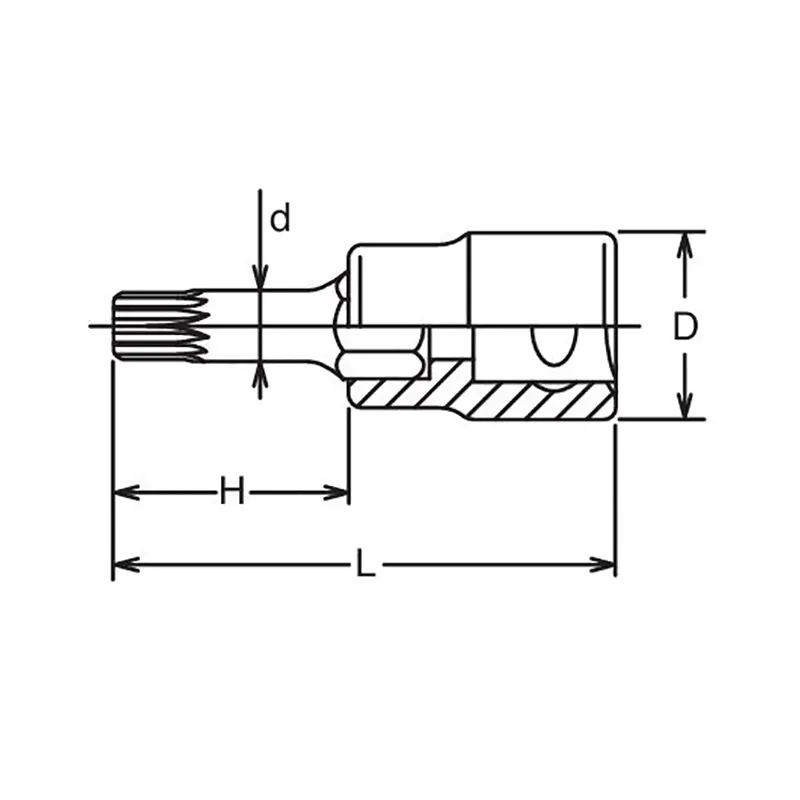 1/2 Sq. Dr. Bit Socket XZN M14 Triple Square Length 140mm - Image 2