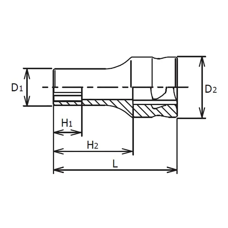 1/4 Sq. Dr. Socket  8mm 6 point Length 30mm Z-series - Image 2