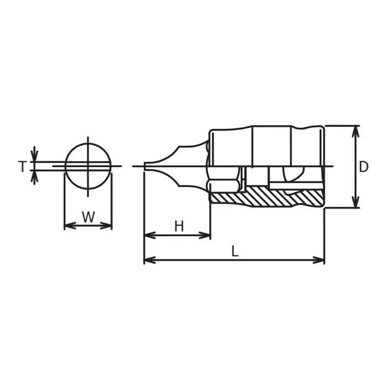 1/4 Sq. Dr. Bit Socket Slotted 1.2X6.5 Length 25mm Z-series - Image 2